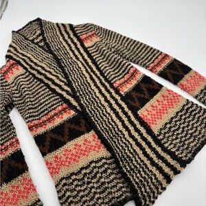Pink Rose Black and Tan Knit Cardigan/ vintage